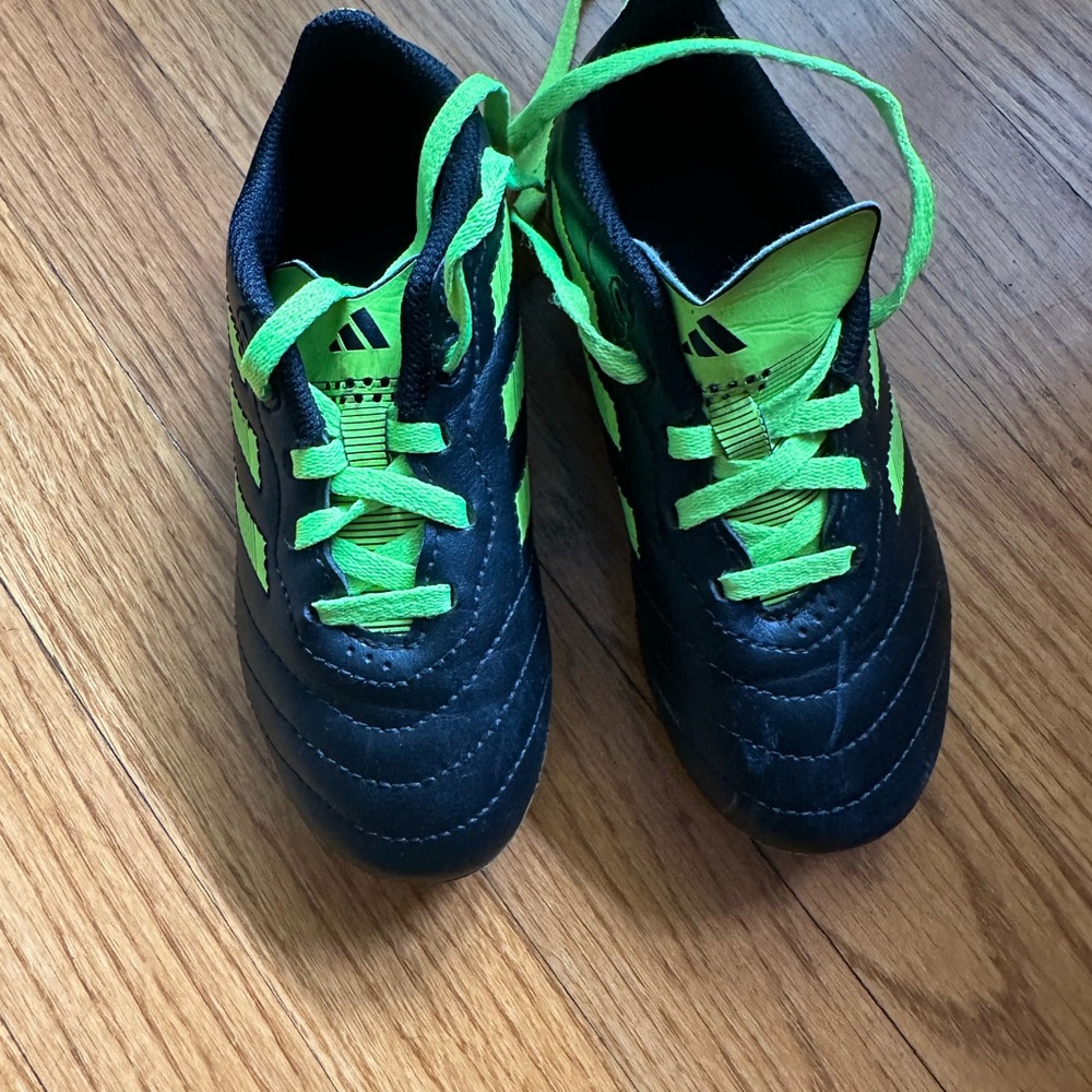 adidas Kids Shoes Black and Neon Green